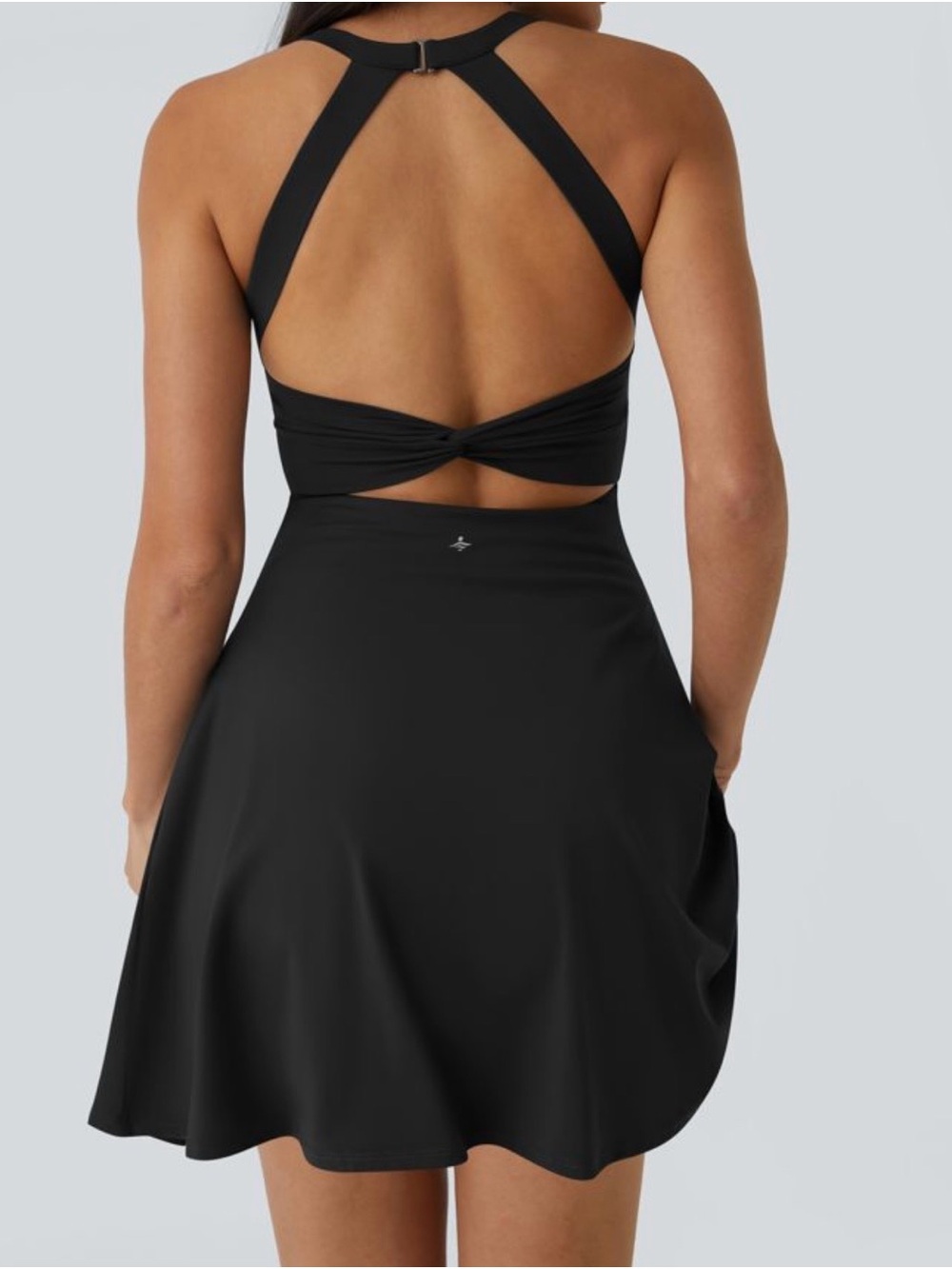 HALARA Black Open-Back Twist Fit & Flare Dress (NWT)